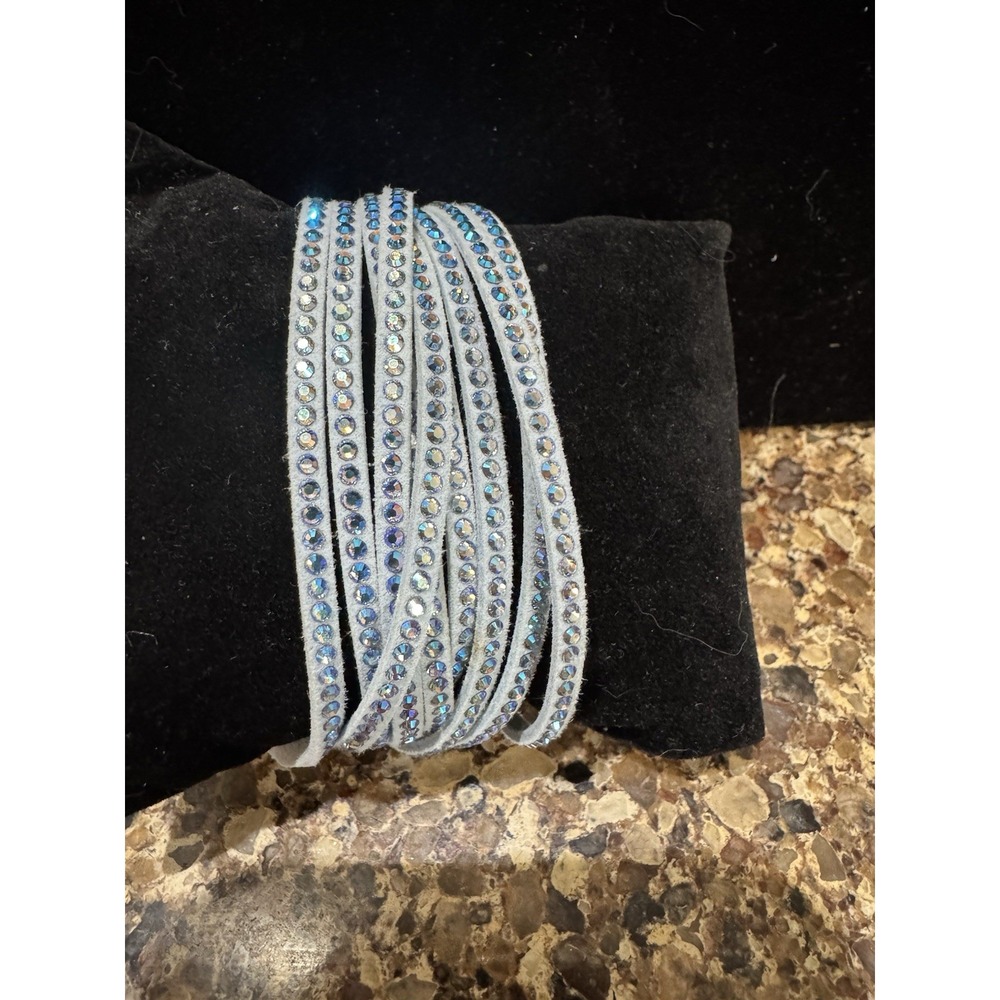 Touchstone Crystal Powder Blue Wrap-Star Bracelet New‎ Alcantara